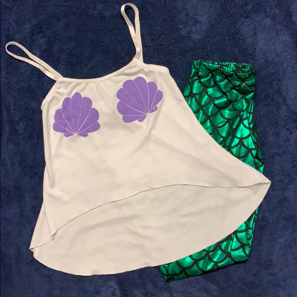 Mermaid leggings and tank costume combo